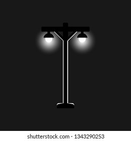 Streetlight lamp on dark background - vector illustration