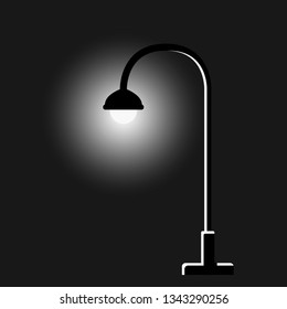Streetlight lamp on dark background - vector illustration