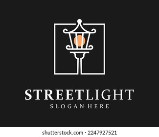 Streetlight Lamp Pole Streetlamp Lamppost Illumination Old Classic Traditional Vector Logo Design