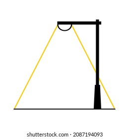Streetlight lamp poles in night time on white background flat black icon vector.