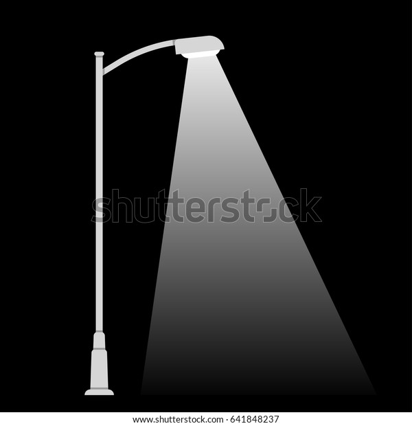 暗い背景にスポットライトビームの街灯 白黒の簡単なベクターイラスト のベクター画像素材 ロイヤリティフリー