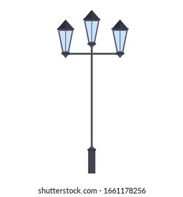 Streetlight lamp post on white background. Vector illustration in trendy flat style. EPS 10.