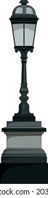 Streetlight on a white background. Street lamp on a pedestal. 