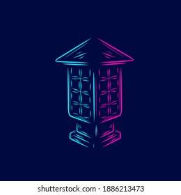 Streetlight park Lamp Line. Pop Art logo. Colorful design with dark background. Abstract vector illustration. Isolated black background for t-shirt, poster, clothing, merch, apparel, badge design