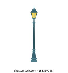 Streetlight vintage lamp icon over white background, colorful design. vector illustration