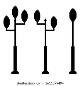 Streetlight vintage lamp silhouette isolated on white background. Vector illustration  of traditional street lamps.