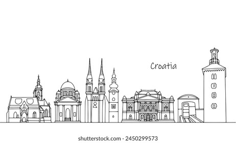 Streets and architectural monuments of Croatia. A simple illustration that can be used in tourism, print products, airlines, websites and more.