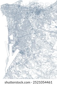 Calles de Beirut, mapa de la ciudad, Líbano. Edificios y carreteras, Vector