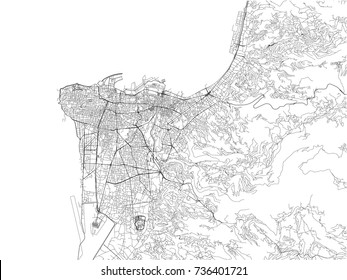 Calles de Beirut, mapa de la ciudad, Líbano