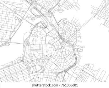 Streets of Boston, city map, Massachusetts, United States. Street map svg