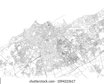 Streets of Casablanca, city map, Morocco, satellite view. Street
