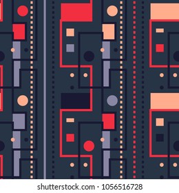 Streets and city lights seamless pattern. Suitable for screen, print and other media.