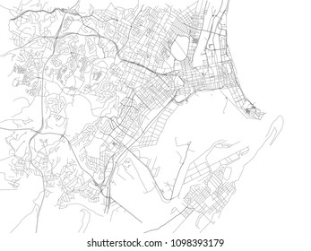 Streets Of Durban, City Map,  South Africa. Street Map. Africa. Urban Area