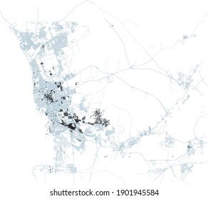 Streets of Jeddah, city map, Saudi Arabia, satellite view. Street and building. Surrounding area
