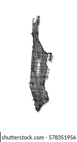 Streets of Manhattan - outline map.