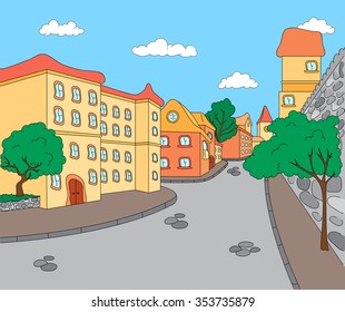 The streets of the old town. Vector illustration