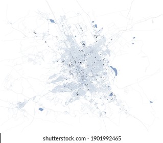 Streets of Riyadh, city map, capital. Saudi Arabia, satellite view. Street and building. Surrounding area