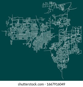 Streets and roads map of Aurora, Illinois, USA svg