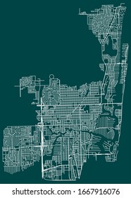 Streets and roads map of Fort Lauderdale, Florida, USA