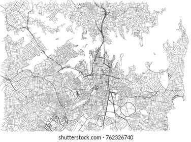 Streets Of Sydney, City Map, Australia. Street Map