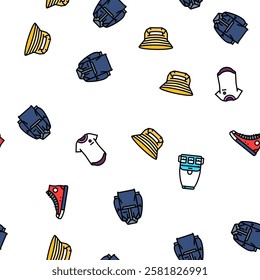 streetwear cloth fashion urban vector seamless pattern thin line illustration