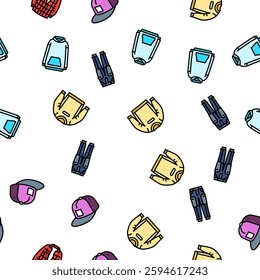 streetwear cloth fashion urban vector seamless pattern thin line illustration