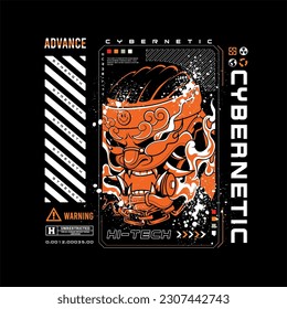 streetwear cybernetic samurai for tshirt printing