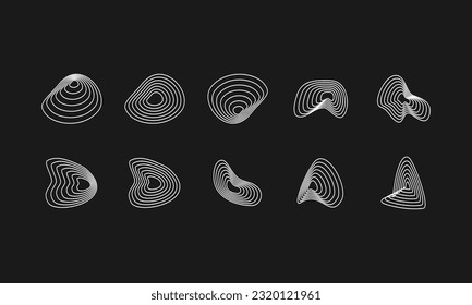 Streetwear decoration elements. Ready for digital and printing design. Futuristic User Interface set. Futuristic wavy line element