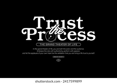 Streetwear design aesthetic trust typography quotes graphic tee vector templates