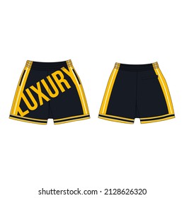 Streetwear Design Black and Yellow Color With Typography Luxury Short Pants Mockup New Style