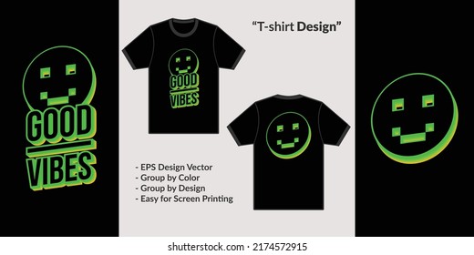 streetwear design emoticon symbol smiley text good vibes for jacket hoodie vector merchandise