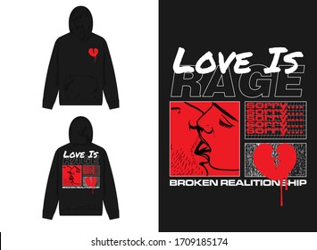 streetwear design hoodie broken heart