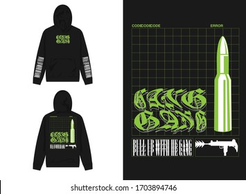 streetwear design hoodie with industrial bullet