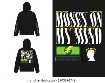 streetwear design hoodie with industrial cash bill