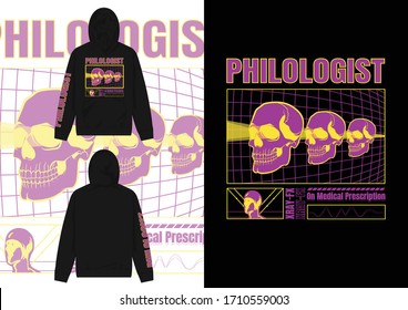 Streetwear Design Hoodie with Industrial Laser Through Skull Design