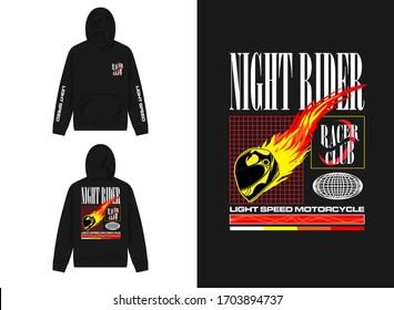 streetwear design hoodie with industrial night rider