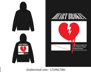 streetwear design hoodie with industrial red heart