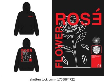 streetwear design hoodie with industrial rose design