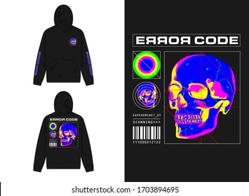 Streetwear Design Hoodie With Industrial Thermal Skull Sensor