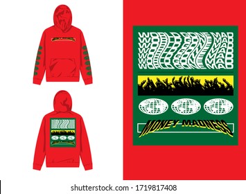 streetwear design hoodie with industrial white and green