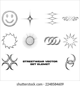 Streetwear Element Collection Hand Drawing Vector Design