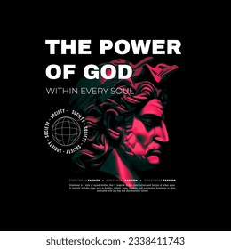 Streetwear Fashion, Urban Clothing Style Design, Text Slogan, Textured Pattern and Head Sculpture Elements Illustration. Used for Screen Printing T-shirts, Jackets, Poster Layouts, and Sweaters