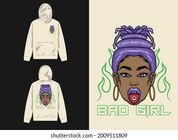 Streetwear Graphic Design 
IIllustration of Bad Girl 