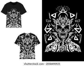 Streetwear Graphic Design 
Illustration of skull wizard