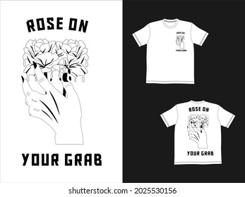 Streetwear Graphic Design illustration t-shirt of rose on