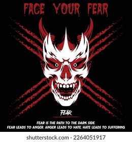 Streetwear Graphic Design Skull head face your fear