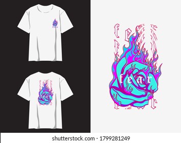 streetwear graphic design for t shirt
illustration buring rose , fear