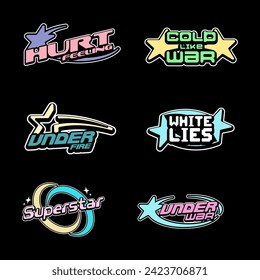 Streetwear graphic design y2k futuristic style logo templates. y2k logo templates design