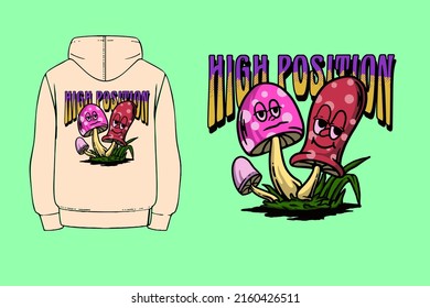 Streetwear Graphic Illustration Of mushroom, fly high