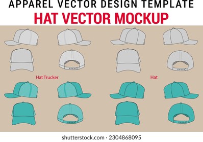 Streetwear Hat Trucker Streetwear Vector Trucker Hat Tech Pack Fitted Hat Mockup Vector Illustrator Template Procreate Mockup Clothing Blank Cap Illustrator